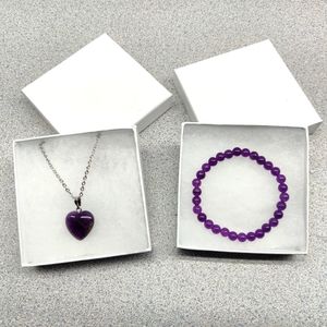Holiday Gift New Amethyst heart necklace and bracelet,